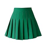 TONCHENGSD Women's High Waist Pleated Mini Skirt Skater Tennis Skirt (Dark Green, XL)