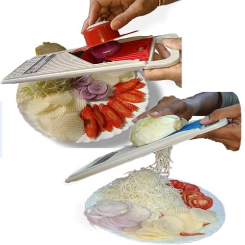 Image of Ni Product Vegetable Slicer & Chopper | Multipurpose Kitchen Grater & Peeler for Potato, Onion, Tomato, Carrot, Cucumber, Garlic | Adjustable Blades