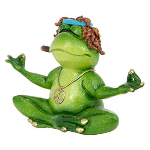 Meditating Yoga Frog Figurine Home Decorative Accent Decor Funny Zen Hippie Frog Yoga Lotus Pose (Hippie) #TOP3