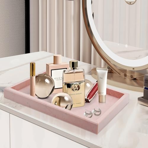 Zilukar Real Natural Marble Tray for Bathroom, Vanity, Kitchen and Desktop, Rectangle Genuine Marble Stone Tray for Jewelry, Cosmetics, Candles, Lotion, Perfume (Pink, 12" x 8" x 1.2") by Zilukar - Image 5