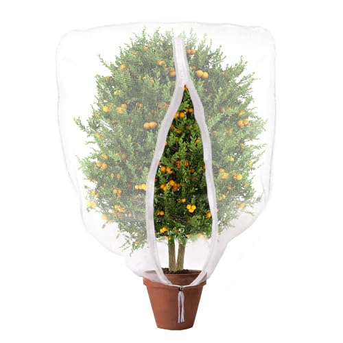 Neiang 植物保護カバー 防虫ネット プランター 1枚 ファスナー付き 巾着式 目合1mm 水やり可能 防虫カバー 野菜栽培 鳩よけネット 虫除け 鳥よけネット 家庭菜園 100×150cmの商品画像（Amazon）
