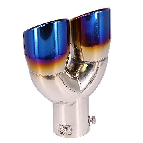 Queue d'échappement en acier inoxydable bleu double sorties 62mm - 5
