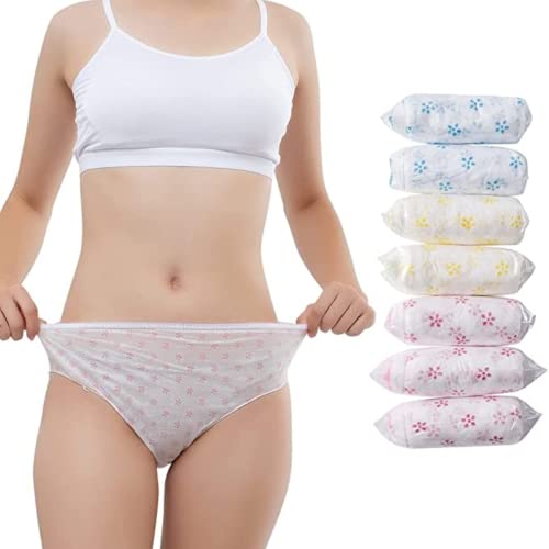 Bellisa Women Cotton Disposable Panties Non Woven Rose Printed Underwear for Travelling/Spa/Surgery/Periods