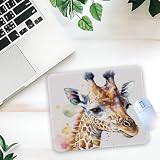 1 Pcs Cute Colorful Watercolor Giraffe Non-Slip Rubber Mouse Pad for Home Office Desk Laptop Desktop Gifts for Coworker Supervisor