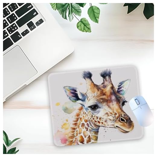 1 Pcs Cute Colorful Watercolor Giraffe Non-Slip Rubber Mouse Pad for Home Office Desk Laptop Desktop Gifts for Coworker Supervisor