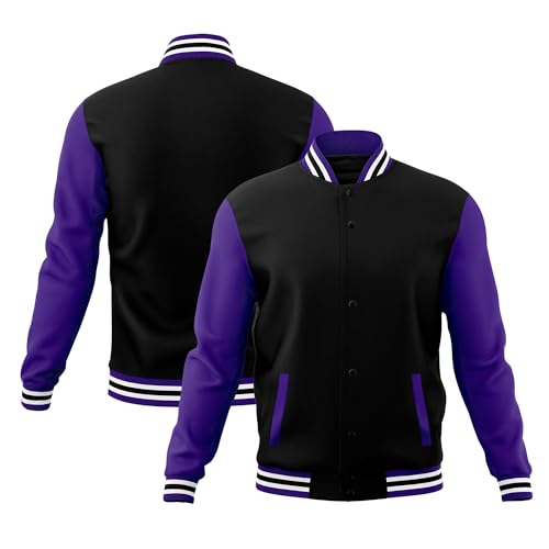 KXK Men’s Fashion Varsity Jacket Causal Cotton Letterman Baseball Bomber Jacket Lightweight Coat - Main Image