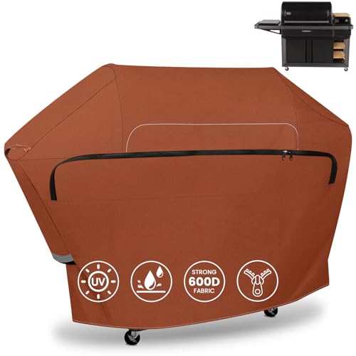QuliMetal Grill Cover for Traeger Timberline XL TBB01RLG, Ironwood XL TFB93RLG Wood Pellet Grills - Heavy Duty Waterproof Fade Resistant Full-Length Grill Cover for Traeger Cover BAC639 BAC647,Brown
