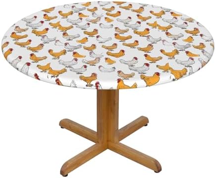 Mlmnbvc Spring Round Fitted Tablecloth with Elastic Waterproof Oil Proof Wipeable Dining Kitchen Patio Table Cover Outdoor for Dinner Picnic Party Hol