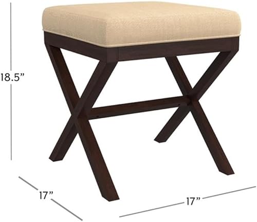 Miniatura 3 de Hillsdale Morgan Upholstered Backless Vanity Stool for Make up Room or Bathroom, Espresso
