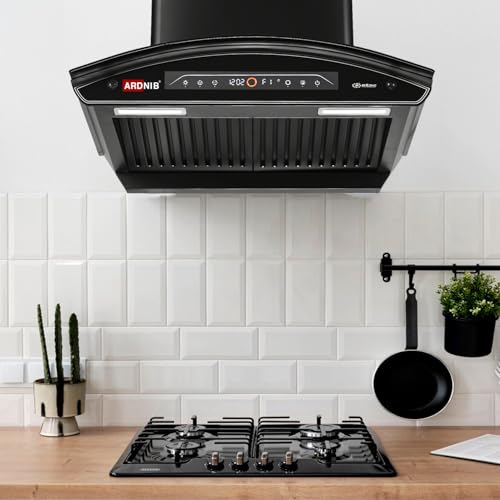 Image of 1600 m /hr Wall Mounted BLDC Auto Clean Kitchen Chimney (Ardnib NOVA PLUS BK 60, BLDC Motor, Baffle Filters, Touch Control + Motion Sensor, 7 Years Motor Warranty) (Baffle Filter)