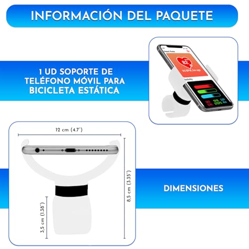 Didarenba Soporte movil Bicicleta estatica eliptica Spinning Universal valido para Smartphones de hasta 7.6" de Pantalla Blanco - imagen 2
