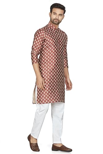 Image of BE ACTIVE Cotton Jacquard Blend Kurta for Men | Traditional and Elegant Design| Indian Kurta| | Full Sleeve Kurta| Classic Ethnic Elegance Green