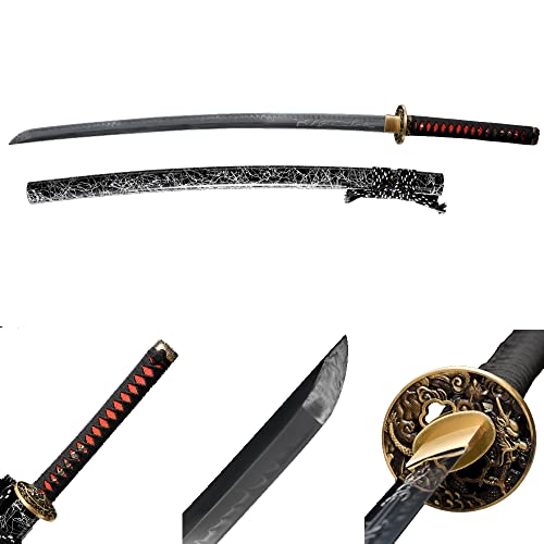 Samurai Katana Japanese Full Tang Carbon Steel Sword 1060 T10 Battle Ready Cold Real Handmade Damascus Heat Tempered Sharp Knife