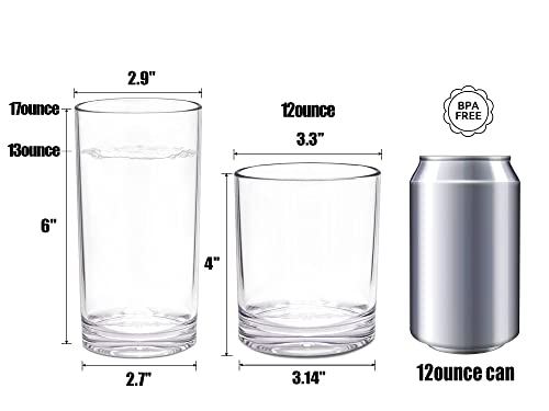 Golemas Plastic Drinking Glasses Set Of 6, Reusable Acrylic Mixed Water Tumblers Glassware Sets, Dishwasher Safe Suitable For Bar, Home, Kitchen, Party, Outside(Multi Size, Set Of 6) #TOP4