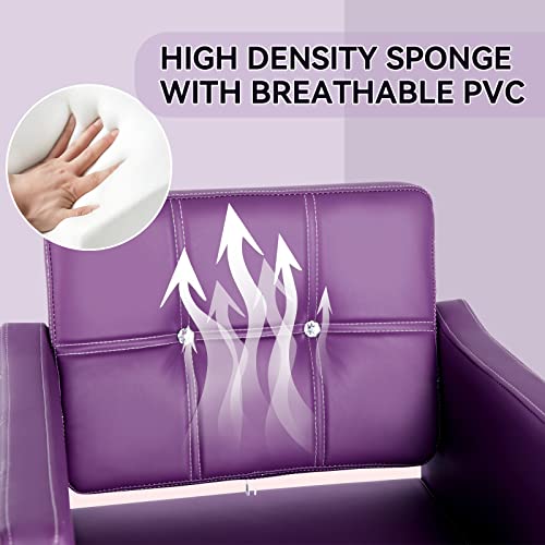 Dangvivi Barber Chair Salon Chair For Hair Stylist, Purple Adjustable Hydraulic Hair Salon Chair, 360 Degree Swivel With Hydraulic Pump, All-Purpose Shampoo Chair Tattoo Chair, Beauty Salon Equipment #TOP4