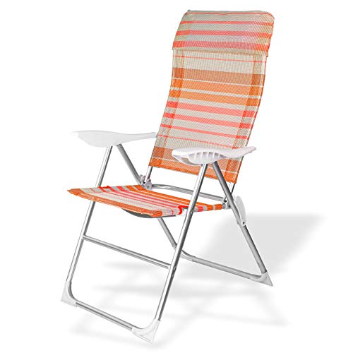Preisvergleich Produktbild DEMA Alu Gartenstuhl"Baltimore" orange gestreift