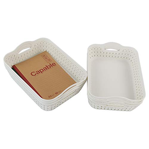 Panier de rangement plastique blanc lot de 6 petits formats pour organiser les placards encombrés - 7
