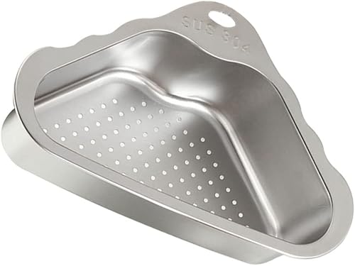 Angoily Colador para fregadero, cesta de drenaje de acero inoxidable, triangular, malla para alimentos, colador de basura plegable de cocina, cesta