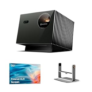 Valerion VisionMaster Pro2 4K Triple-Laser Beamer Bundle mit 120" ALR-Fresnel Leinwand und Desktop-Gimbal Ständer, Tageslichttaugliches Heimkino