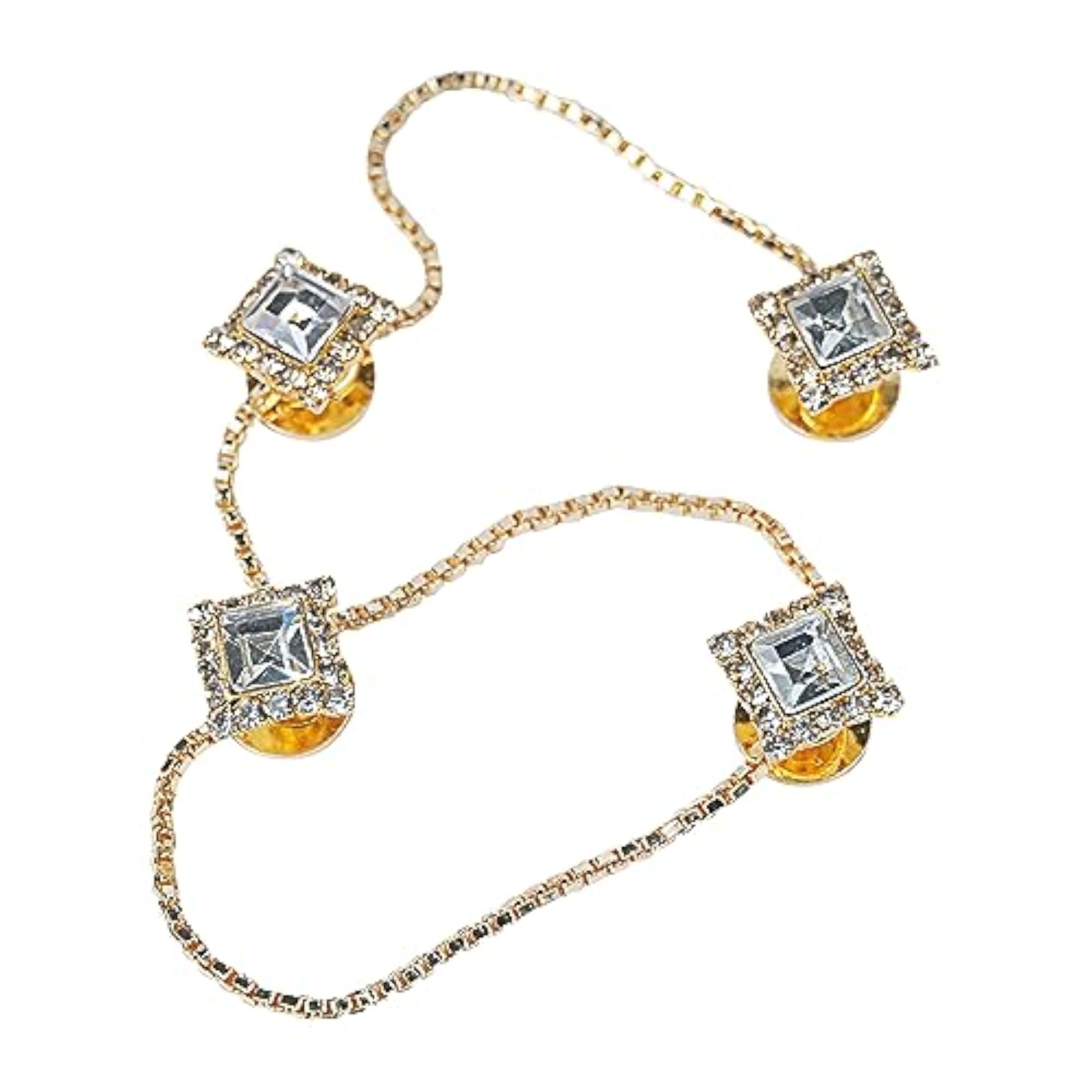 Men's Gold Plated Square Designer Zirconia Kurta Buttons