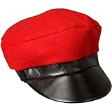 FYASA Schaffner Mütze Rot mit schwarzer Blende Einheitsgröße Bahn Kostüm Zubehör Lokführer Stil Fasching Karneval Uniform Mütze