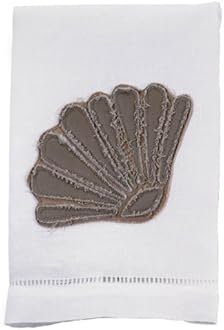 White Linen Towel with Shell Applique