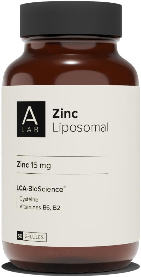A-LAB Zinc Liposomal 15 mg – Enhanced Assimilation – Food Supplement Immunity, Skin, Hair, Vision, Acne – 60 days taken – Made in France