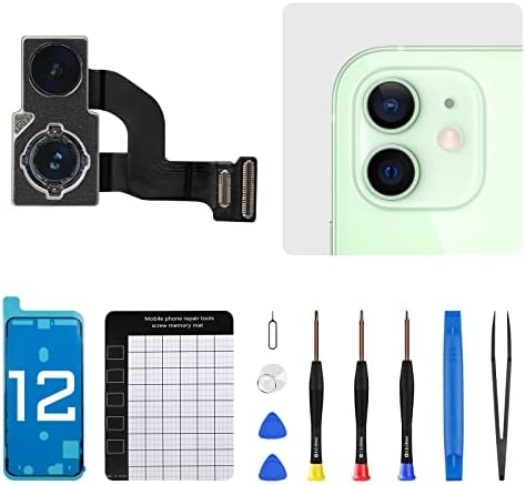 for iPhone 12 Back Camera Replacement Module 12MP Main Rear Lens Parts iPhone12 6.1" with Ultra Wide Lens OIS HDR Photos 4K Video Flex Cable Fix Repair Assembled Tools Kit for A2172 A2402 A2403 A2404