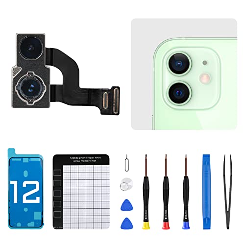 Image of for iPhone 12 Back Camera Replacement Module 12MP Main Rear Lens Parts iPhone12 6.1 inch with Ultra Wide Lens OIS HDR Photos 4K Video Flex Cable Fix Repair Assembled Tools Kit for A2172 A2402 A2403 A2404