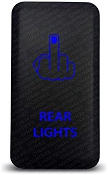 CH4X4 Push Switch for Toyota Tacoma, FJ Cruiser, Land Cruiser, Fortuner, Hilux, 4Runner, Prado 12V 3Amp - Rear Lights Symbol - Blue LED