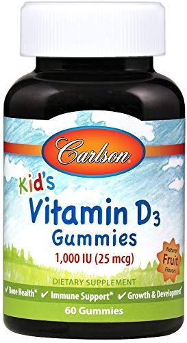 Carlson Labs Niños Vitamina D3 Gomitas, 1000 Ui Frutas Naturales 60 Unidades 170 g