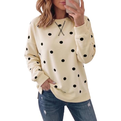 Polka Dot Sweatshirt for Women Color Block Crewneck Sweatshirt Sweatshirts - image 1