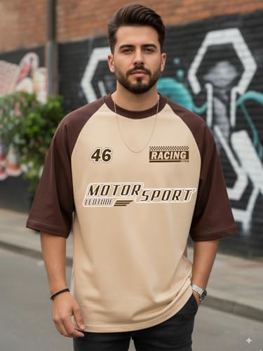 Image of LEOTUDE Men Polycotton Classy Look Regular Fit Round Neck Half Sleeve Tshirt| Colorful Oversized Fit T-Shirt for Mans