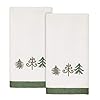 Avanti Linens Fingertip Towels Soft Absorbent Cotton Velour Holiday Bathroom Decor Set of 2 Christmas Trees Collection