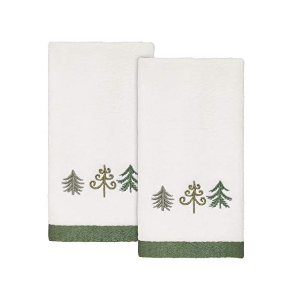   Avanti-Linens-Fingertip-Towels-Soft-Absorbent-Cotton-Velour-Holiday-Bathroom-Decor-Set-of-2-Christmas-Trees-Collection