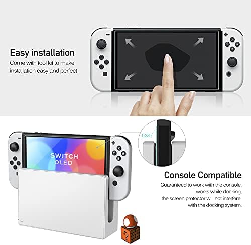 [4 Pack] iVoler Tempered Glass Screen Protector Designed for Nintendo Switch OLED Model 2021 Transparent HD Clear Screen Protector for Nintendo Switch OLED 7'', Bubble Free - 5