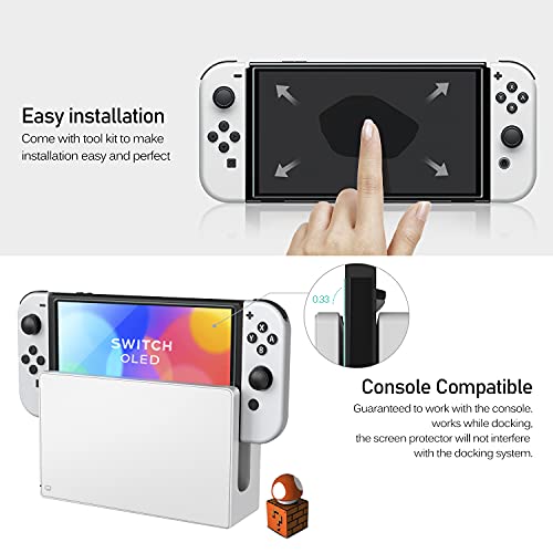 ivoler 4 Stück Schutz Glas Kompatibel für Nintendo Switch OLED Modell 7 Zoll 2021 Modell, Schutzfolie Mit Positionierhilfe, 9H Härte Schutzglas, Anti-Kratz, HD Klar, Anti-Bläschen