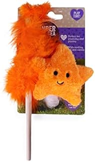 Rosewood Jolly Moggy Under the Sea Faux Feather Starfish Interactive Cat Teaser Toy, Mixed
