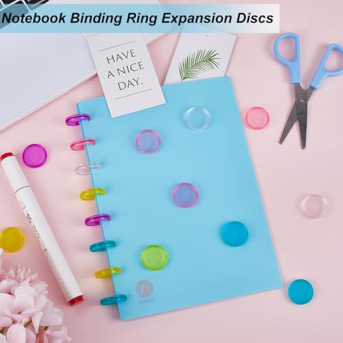 craspire 100 Stück 24mm Buchbindescheiben 5 Farben Runde Transparente Kunststoff Bindescheiben Discbound Erweiterungsscheiben Flexible Binderinge Für Lose Blätter Zum Hinzufügen Zusätzlicher Seiten