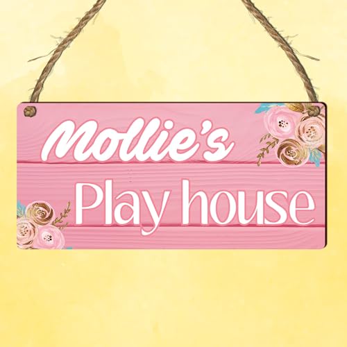 Personalised "Playhouse" Plaque – Customisable Children's Playhouse Sign for Indoor or Outdoor Use – for Kids' Playrooms or Garden Playhouses (Pink, Mdf Wood Indoor Use Only) - Image 9