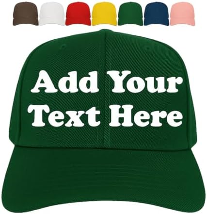 Custom Hats, Custom Caps, Embroidery Hats with Your Text Here, Personalized Baseball Cap with Your Text (Polyester, Green)