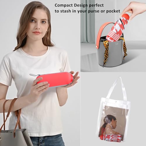 Image of BAODINI Travel Mini Umbrella for Purse with Case-Small Compact UV Umbrella Protection Sun-Lightweight Tiny Pocket Umbrella with Case for Women, Girls