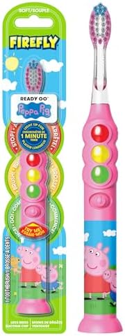 Firefly Ready Go Brush, Peppa Pig, Light Up Timer Toothbrush, Premium Soft Bristles, 1 Minute Timer, Less Mess Suction Cup, Battery Included, Easy Storage, for Ages 3+, 1 Count