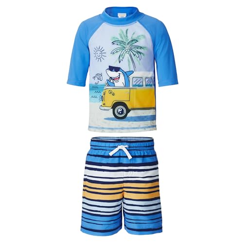 Image of Saint Eve Kids 2 Piece Swim Suit Short & Trunks Set with UPF 50+ Protection - Rash Guard Swimsuit Top & Shorts Sets for Boys