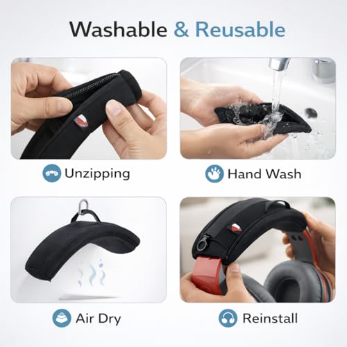 Mizi Headphone Headband Cover for Audio-Technica, Beat, Bose, AKG, Sennheiser, Skullcandy, Sony, Replacement Headband Cover/Headband Protectors/Top Pad Protector Sleeve - Black