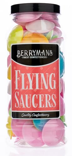 Original Flying Saucer Sweets Flying Saucers Retro Sweets Gift Jar By Berrymans Sweet Shop - Classic Sweets Traditional Taste.