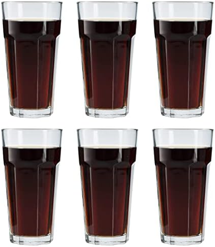 Large Highball Drinking Glass. Water Cocktail Glasses. (Pack of 6) (360 cc/ml).