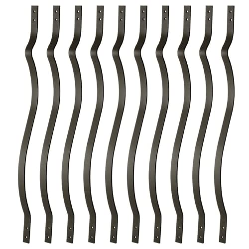 Votzt Deck Balusters, 51 Pack Metal Deck Spindles, 32.25"X1" Staircase Baluster With Screws,Balusters Iron Deck Spindles， Wave Arc Baluster For Outdoor Stair Deck Porch #TOP21