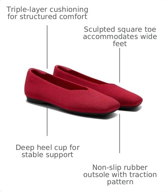 Image of VIVAIA Margot 3.0 Newly Upgraded Women's Ballet Flats Comfortable Square-Toe V-Cut Flats Casual Dress Washable Sustainable Shoes