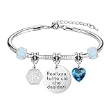2.Un ciondolo di diamanti blu scuro rende il braccialetto più affascinante e colorato, può essere regalato a una ragazza, figlia, sorella, cugina, migliore amica, fidanzata, madre, zia, nonna, sono sicura che sorprenderà ogni donna che lo riceverà e lo amerà.